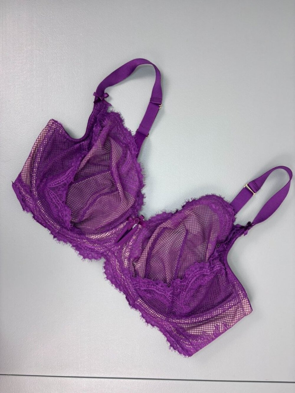 Cacique women's 42DDD purple lace unlined balconette underwire bra bralette